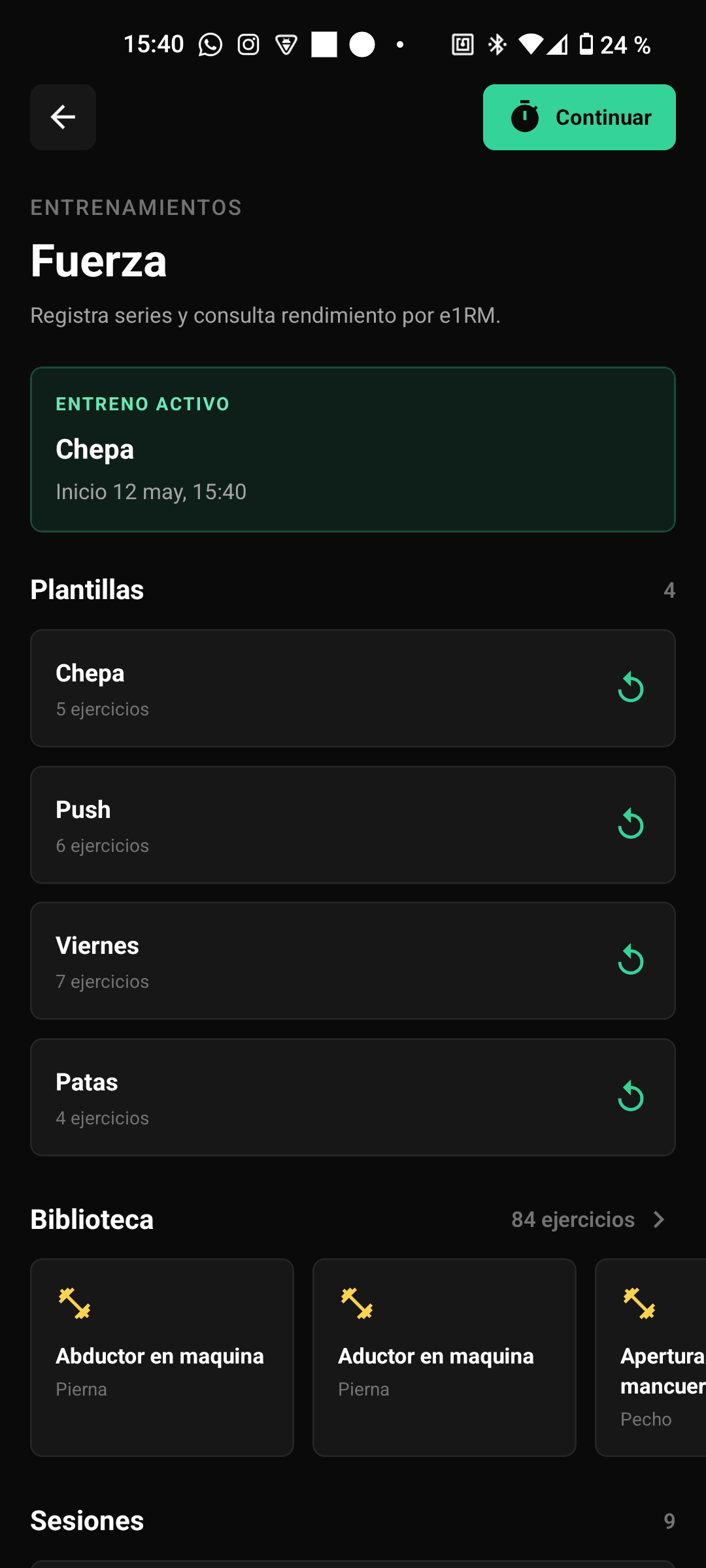 Captura de Entrenos en FitStats